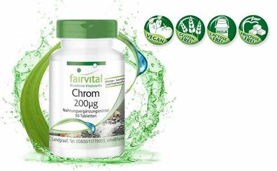 Chrom 200µg 90 Tabletten - hefefrei - hohe Bioverfügbarkeit - vegan - fairvital