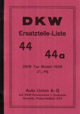 DKW Ersatzteile Liste Nr. 44 & 44a, RT 100, RT 2,5 PS, RT 3 PS, Motorrad, Oldtimer