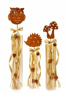 Dekosäulen "Herbstzauber", 3er-Set Dekoartikel Tischdeko