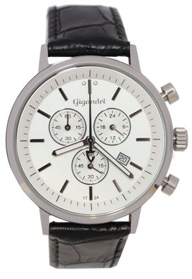 Uhr Herrenuhr Chronograph Gigandet Classico G6-001 Silber Schwarz Lederband Datum