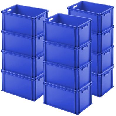 12x Eurostapelbehälter mit Durchfassgriffen, LxBxH 600x400x320 mm, blau