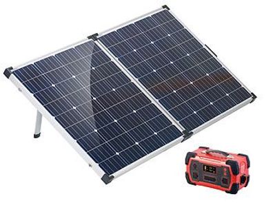 revolt Powerbank & Solar-Konverter mit mobilem 160-Watt-Solarpanel