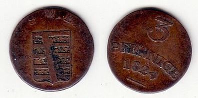 3 Pfennige Kupfer Münze Sachsen Weimar Eisenach 1824