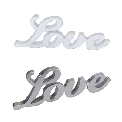 Formano Deko Schriftzug Love Liebe Ornament Kunststein grau silber weiss weiß