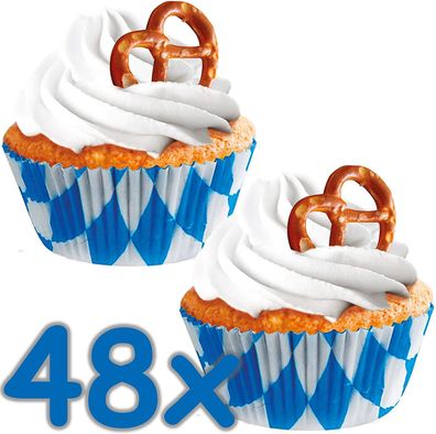 Amscan Oktoberfest Muffinförmchen (48 Stück) Cupcakes Bayern bayrisch blau weiß
