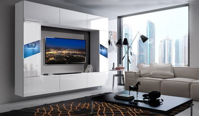 Milano S8-HG-W-2-1 Möbel für Wohnzimmer Wohnwand Mediawand Schrankwand Wohnschrank