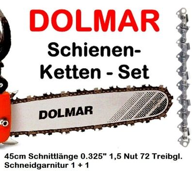 Schwert + Sägekette Dolmar PS 109 > 115i 4600 > 6100 45cm 0.325 Profi Kettensäge