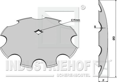 Scheibe für Scheibeneggen gezahnte Scheibe Ø450 S4 F57 C27mm-Vierkantwelle