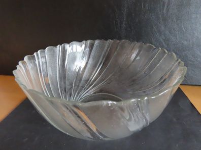 GlasSchale Obstschale Salatschüssel Muster gedrehtes Relief ca. 21,5 cm Ø