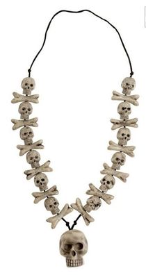 Halskette mit Totenkopf Schädel Kunststoff ca. 80 cm Halloween Gothic NEU