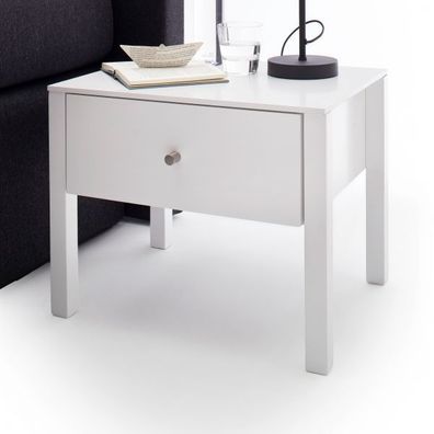 Nachttisch Schlafzimmer Nachtschrank in weiß matt lackiert Nachtkonsole Nola