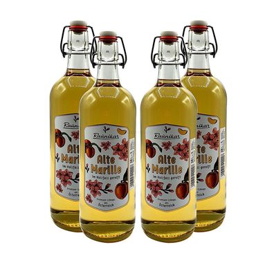 Raunikar - 4er Set Alte Marille Schnaps - 4x 1L (38% Vol)- [Enthält Sulfite]