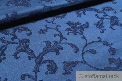 Stoff Baumwolle Polyester Jacquard marine Ranke dunkelblau 280 cm breit