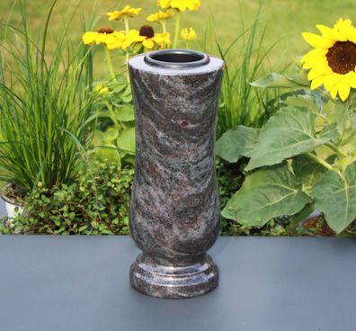 Vase Steinvase Grabvase Gartenvase Granitvase aus Granit Orion dunkel