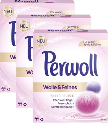 Perwoll 3er Pack Wolle & Feines Pflege Pulver 3x6 Waschladungen Waschmittel