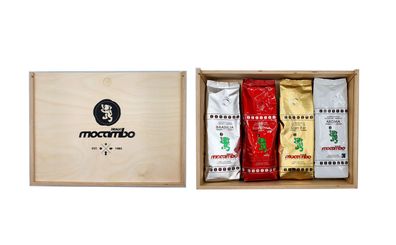 Drago Mocambo Tasting Set in Holzbox - 4x 250g Bohnen - Brasilia 250g + Gran Ba