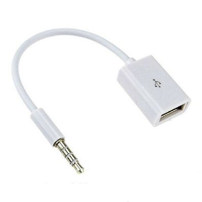 Adapter USB-A Female auf 3,5 mm Klinkenstecker Klinke AUX Kabel Audio Musik weiß