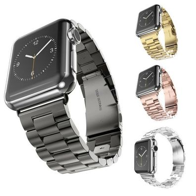 Armband, Edelstahl für Apple Watch iWatch 38 / 42 mm, Silber, Rosé Gold, Schwarz