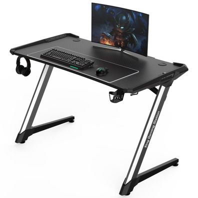 Midori® Gamingtisch Computertisch mit RGB-Beleuchtung in Carbon Optik