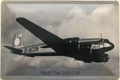 Blechschild 30 X 20 cm Wulf FW Flugzeug