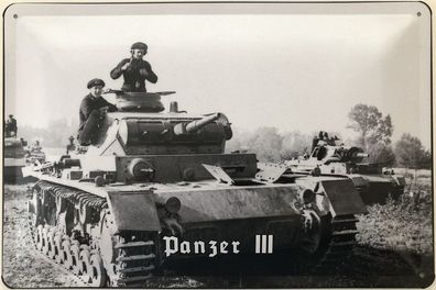 Blechschild 30 X 20 cm Panzer III Feldweg