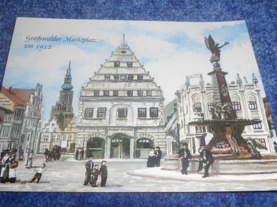 4322 / Ansichtskarte- Greifswalder Marktplatz um 1912