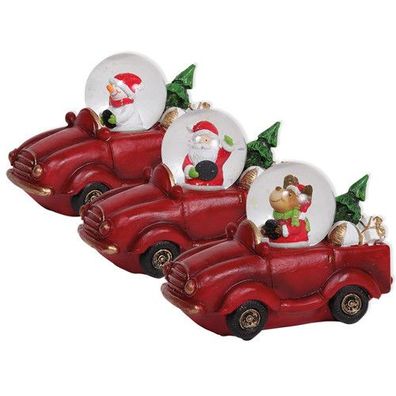 Schneekugel Weihnachts Deko Elch Nikolaus im Auto Geschenk Christbaum Weihnacht