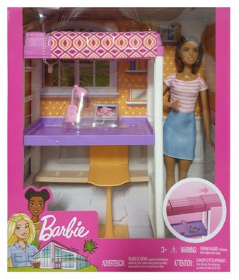Barbie FXG52 - Deluxe-Set Möbel Hochbett mit Schreibtisch und Puppe
