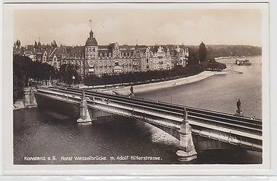 63040 AK Konstanz am Bodensee Horst Wesselbrücke mit Adolf Hitlerstrasse 1936