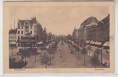 27666 Ak Düsseldorf Alleestrasse mit Gleisanlage und Kutschen 1917