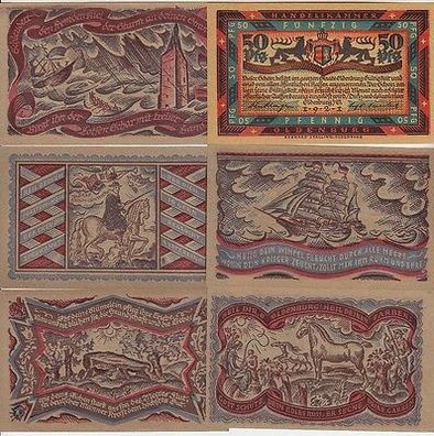 komplette Serie mit 6 Banknoten Notgeld Handelskammer Oldenburg 1921