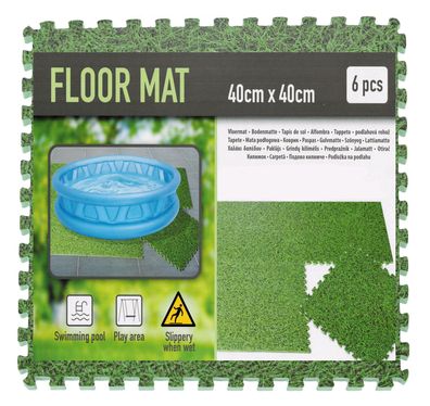 Bodenmatte 6 Stück 40x40cm - Poolmatte im Rasen Design - Bodenschutz Matte