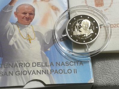 Original 2 euro 2020 PP Vatikan 100. Geburtstag Papst Johannes Paul II. im Etui