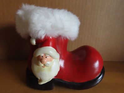 Figur Weihnachtsstiefel Stiefel mit Kopf vom Nikolaus ca. 11,5 cm hoch