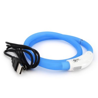 Precorn LED USB Halsband Hund Silikon Hundehalsband in blau Leuchthalsband für Hunde