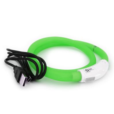 Precorn LED USB Halsband Hund Silikon Hundehalsband in grün Leuchthalsband für Hunde
