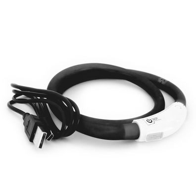 Precorn LED USB Halsband Hund Silikon Hundehalsband in schwarz Leuchthalsband Hunde