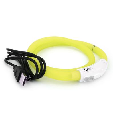 Precorn LED USB Halsband Hund Silikon Hundehalsband in gelb Leuchthalsband für Hunde