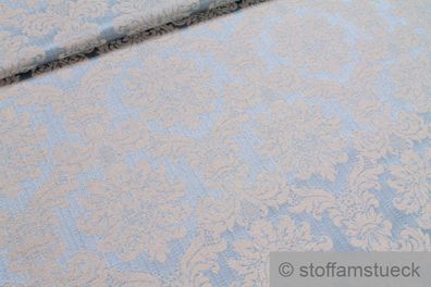 Stoff Baumwolle Polyester Jacquard hellblau Ornament ecru 280 cm breit