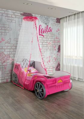 Prinzessin Mädchenzimmermöbel Sky Traumhaft Kinderbett Pink-Weiß Bett 90x190 Kutsche