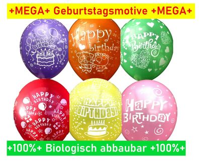 NEU 100% BIO Geburtstag MIX Luftballons Happy Birthday Feier Party Dekoration