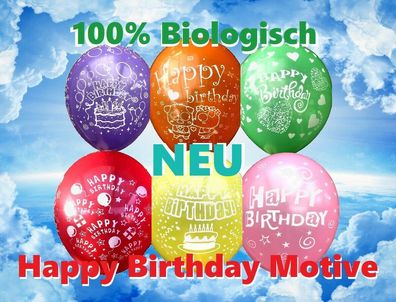 NEU Geburtstag Luftballons Groß Oval mit Happy Birthday Feier Party 100% BIO
