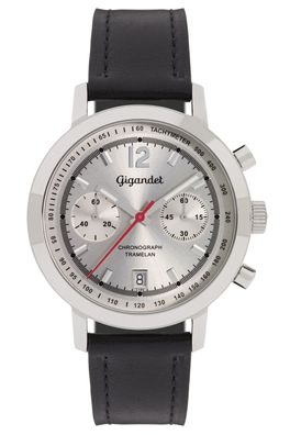 Uhr Herrenuhr Chronograph Gigandet Tramelan G10-001 Silber Datum Lederband