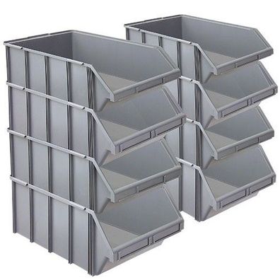 8x Sichtbox Classic FB 1, LxBxH 570/450 x 437 x 245 mm, 48 Liter, grau