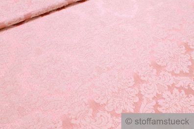 Stoff Baumwolle Polyester Jacquard rosa Ornament ecru 280 cm breit