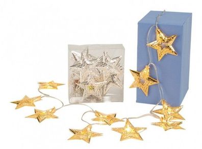 Deko Lichterkette Stern mit LED Weihnachten Beleuchtung gold oder silber NEU