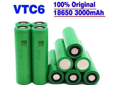 4 Stück 18650 Li-Ionen Akku VTC6 | 3,7V 3000mAh 30A für E-Zigaretten Shisha