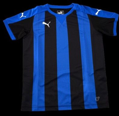 Puma Kinder Striped Shortsleeved Shirt T-Shirt, Royal-Black, 152