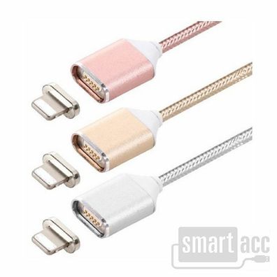1m Premium Nylon Ladekabel Datenkabel Magnetkupplung Magnet iPhone 5 6 7 SE