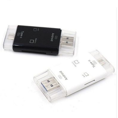 3in1 OTG Adapter: USB Typ C 3.1, Micro-B, USB-A auf Micro SD T-Flash Kartenleser